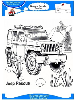 Çocuklar İçin jeep Boyama Sayfaları 